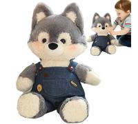 Animale Fox - Peluche morbido e lussuoso lupo grigio | accogliente abbracciato, delicato sulla pelle, amico tenero con imbottitura soffice per soggiorno, camera da letto, divano, ho