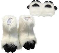 Animale Gatto Lupo Cane Pelliccia di volpe Abbigliamento Pantofole per zampe, Piedi e guanti per zoccoli di pecora pelosi, Accessori per abbigliamento in costume in pelliccia