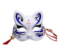 Animale giapponese per mezzo viso con nappe Piccole campane dipinte a mano Cosplay Anime Party Costume Festa in maschera Facny Dress Up Decorazione di Halloween Costume in maschera Cosplay Puntelli