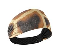 Animale Giraffa Skin Texture Stampa Kaki Nero Umidità Traspirante Fasce spesse Elastiche per capelli da donna per Allenamenti Pallavolo Ciclismo cintas para el cabello