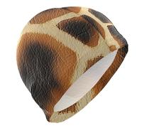 Animale Giraffa Skin Texture Stampa Khaki Nero Nuotatori per capelli corti calvi Impermeabile Grande Nuotata per le Donne Protezione dei capelli e riduzione della resistenza Gorro de natación para