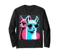 Animale grafico da sole retrò synthwave lama Maglia a Manica