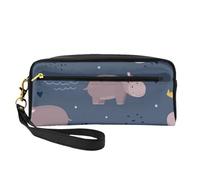Animale ippopotamo, Borsa per il trucco Borsa per cosmetici Borsa da viaggio portatile da toilette Astuccio in pelle per donne e ragazze