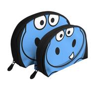 Animale ippopotamo, Borsa per trucco a conchiglia Portamonete da donna Borsa da toilette piccola Borsa per cosmetici 2 pezzi