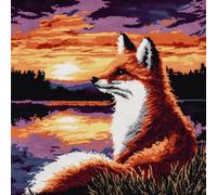 Animale Kit Fai Da Te A Gancio Volpe Sul Fiume Kit Punto Croce Cuscino Anteriore Tapiz Spesso Kits Ricamo Fai Da Te Per Arredamento Casa 17x17in