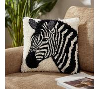 animale Kit Gancio di Chiusura per Cuscino Fai-da-Te,Zebra bianca e nera,Artigianato Facile da Imparare per Kit Tappeto con Gancio di Chiusura per Cuscino,43x43cm