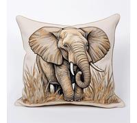 Animale Kit Mezzo Punto Ricamo Elefanti Della Savana Kit Fai Da Te Con Uncinetto,Cuscino,Kits Per Ricamo A Punto Croce Per La Casa,Principianti Adulti 17x17in