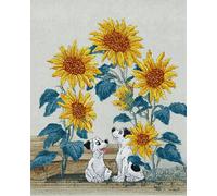 Animale Latch Hook Rug Kit Cane E Girasole Kit Per Lavori A Maglia Con Uncinetto，Kits Per Tappeti All'Uncinetto Per Adulti E Principianti，Set Per La Realizzazione Di Arazzi Fai Da Te，Cu 31x63in