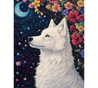 Animale Latch Hook Rug Kit Lupo Anime Kit Per Lavori A Maglia Con Uncinetto，Kits Per Tappeti All'Uncinetto Per Adulti E Principianti，Set Per La Realizzazione Di Arazzi Fai Da Te，Cucito 23x35in