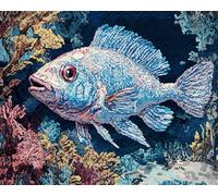 Animale Latch Hook Rug Kit Pesci Marini Fantastici Kit Per Lavori A Maglia Con Uncinetto，Kits Per Tappeti All'Uncinetto Per Adulti E Principianti，Set Per La Realizzazione Di Arazzi Fai 31x63in