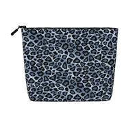 Animale leopardo azzurro, Borsa per cosmetici in lino sintetico Borsa per trucco Borsa da viaggio portatile