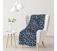 Animale leopardo azzurro,Coperta morbida, calda, anti-pilling, in flanella, peluche, 76 x 102 cm