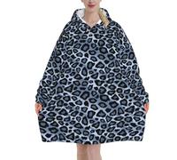 Animale leopardo azzurro,Felpa con cappuccio oversize da donna, felpa con cappuccio, coperta in flanella
