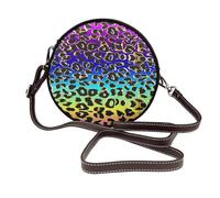 Animale leopardo,Borsa a tracolla in pelle sintetica, borsa a tracolla rotonda - borsetta circolare da donna