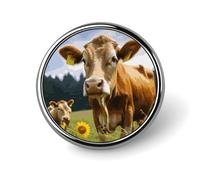 Animale Marrone Mucca Distintivo Rotondo Carino Spilla Cappelli Giacche Decorazione Personalizzata Spilla Abbigliamento Gioielli Accessori per Festa di Nozze Regalo