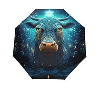 Animale Mucca Dello Zodiaco Spaziale Ombrello Pieghevole Automatico Ombrelli Antivento Protezione UV da Viaggio per Bambini Ragazzi Ragazze