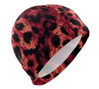 Animale Pelle Leopardo Rosso Nero cuffie da nuoto per adulti Capelli corti impermeabili per il nuoto Protezione dei capelli e Drag Riduzione gorro para nadar mujer