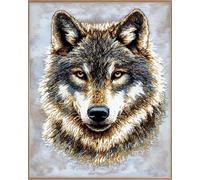 Animale Tappeto Annodato Da Realizzare Ritratto Di Lupo Kit All'Uncinetto Per Grandi Tappeti Per Adulti E Principianti，Kits Fai Da Te Per Arazzi All'Uncinetto，Ricamo Per Cuscini Da Diva 35x46in