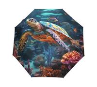 Animale Tartaruga Pesce Dell'Oceano Ombrello Pieghevole Automatico Ombrelli Antivento Protezione UV da Viaggio per Bambini Ragazzi Ragazze