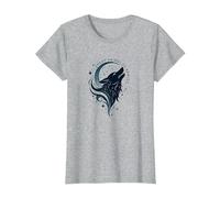 Animale Therian Spirit all'Interno: Lupo Mistico ululato Maglietta, Donna, Grigio Melange, L