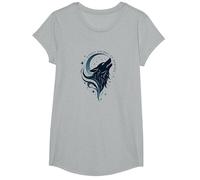 Animale Therian Spirit all'Interno: Lupo Mistico ululato Maglietta, Ragazze, Grigio Melange, L