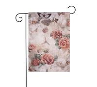 Animale Tigre Stampa leopardata Fiore di rosa Bandiera da giardino di Pasqua Bandiere da giardino primaverile Bandiera da giardino per il giorno di San Patrizio Decorazione da esterno 12 pollici x 18