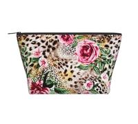 Animale tigre stampa leopardo fiore rosa stampato, Borsa da toilette Borsa per trucco Borsa per cosmetici Borsa da toilette da viaggio portatile