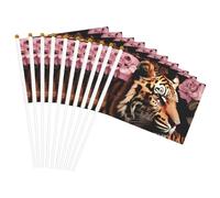 Animale Tigre Stampa Leopardo Rosa Fiore Stampa Leggero Palmare Bandiera Bifacciale Bandiere Partito Parata Home Decor Celebrazioni