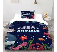 animaleee di mare profondo Set Di Biancheria Da Letto artee Copripiumino 2 Pezzi Comfort in Microfibra Per Coppia Adulti Doppia Con Cerniera Single（135x200cm）