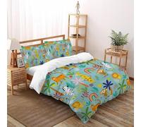animaleei colorati Set Di Biancheria Da Letto artee Copripiumino 2 Pezzi Comfort in Microfibra Per Coppia Adulti Doppia Con Cerniera E Federa Double（200x200cm）