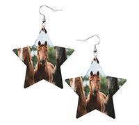 Animales Cavalli Pvc Pelle Artificiale Orecchini a Forma di Stella Ciondolo