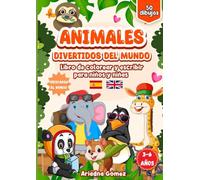 Animales divertidos del mundo.: Libro de colorear y escribir para niños y niñas. Español e Inglés