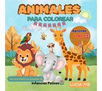 Animales para Colorear: Libro de colorear para niños con nombres de animales en inglés | Aprende inglés coloreando