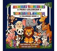 Animales Terrestres para Colorear: Para Aprender Animales en Inglés y Español para Niños de 3 a 9 Años