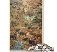 Animali africani Puzzle Per Adulti Puzzle in Legno 300 Pezzi Gioco EduGattoion Per Gioco Familiare Regalo Per Amore E Amico Decorazione Interna Unica Stress Relief 300pcs (40x28cm)