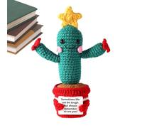 Animali all'uncinetto emotivo Cactus - Animali all'uncinetto positivi Cactus, Dominio di supporto del respiro | Giocattoli a maglia per supporto emotivo, bambola stella con un messaggio