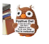 Animali all'uncinetto positivi, gufo di sostegno emotivo | Gufo positivo divertente motivazione animali all'uncinetto,simpatico supporto emotivo, supporto per scrivanie, scaffali, tavoli da che