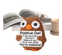 Animali all'uncinetto positivi, gufo per supporto emotivo, gufo positivo, materiale resistente all'usura, bambola di supporto, giocattolo per supporto emotivo con parole ispiratrici per auto aziendali