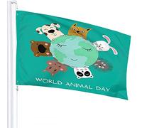 Animali Bandiera 4x6 FT Cane Panda Coniglio Orso Ippopotamo Riccio Sulla Giornata Mondiale degli Animali Bandiere per Esterni Grande Benvenuto Cortile Striscioni Casa Giardino Cortile Prato Decor Ve