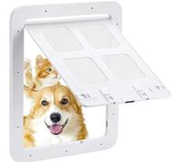 Animali Bloccabile Porta scorrevole di sicurezza automatica for animali domestici, con sportello magnetico, for auto, cancelletto for serratura a 4 vie(White,24X29cm)