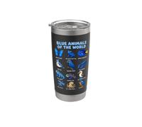 Animali Blu Del Mondo Fauna Selvatica Grafico Farfalla Rana Bicchiere termico in acciaio inox doppia parete