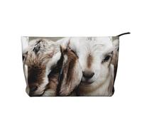 Animali Capra Chiusura Cerniera Corduroy Makeup Bag Multifunzionale Organizer 22x7x17cm per Viaggi Campeggio Vacanza Fitness, Nero , Taglia unica