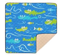 Animali coccodrillo blu_2 grande tappetino da gioco antiscivolo per pavimento non tossico imbottito per neonati neonati bambini, 127 x 127 cm