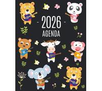 Animali con la Chitarra Agenda 2026: Diario Settimanale per Organizzare Giorni Occupati | Pianificatore Giornaliera 2026 con Panda, Mucca, Tigre e Koala