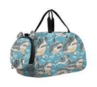 Animali con occhiali squali caccia ragazza palestra borsone con scomparto scarpe multifunzionale sport pernottamento borsa da viaggio per spiaggia nuoto piscina sport bolsa para hombre, Animali con