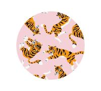 Animali da circo, tigri carine su sfondo rosa, adesivi in acrilico per frigorifero, magneti per lavagna bianca per la decorazione di cucina e mobili.,Forma rotonda