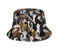 Animali da Fattoria Mucche da Latte Mucca Cappelli a Secchiello da Uomo, Cappello a Secchiello per Esterni Casual Protezione UV Cappello da Sole