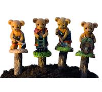 Animali da Giardino Pot Stix Orsetti/1 in Resina h.10,5-15cm. (set quattro pezzi