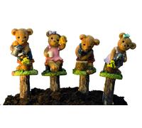 Animali da Giardino Pot Stix Orsetti/2 Resina h.10,5-15 cm. (set quattro pezzi)