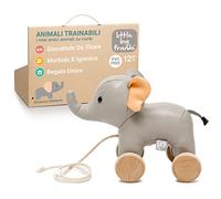 Animali da tirare Little Big Friends | Giocattoli da tirare per bambini | Giocattolo tradizionale | Facile da Pulire | Sicuro per i bambini | Vincenzo l'elefante